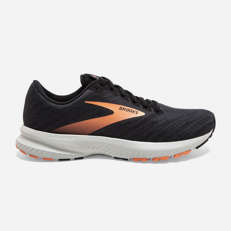 Brooks Women's Launch 7 Road Running Shoes Singapore - Ebony/Black/Cantaloupe (04739-TZKL)